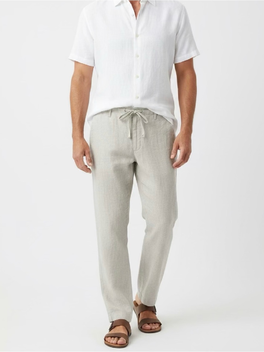 Men's Lightweight Drawstring Perry Ellis Linen Pants 33